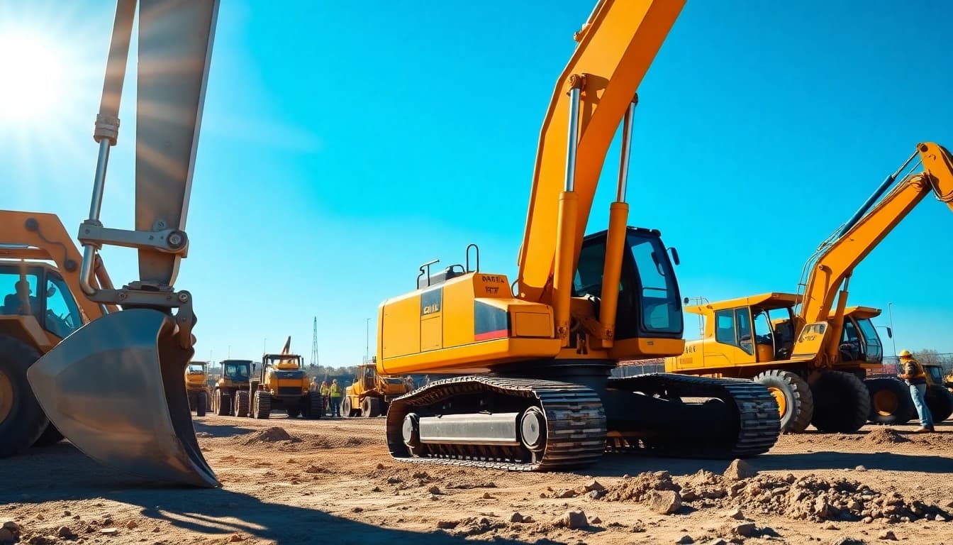 Excavator operating on a construction site, demonstrating its digging capabilities.