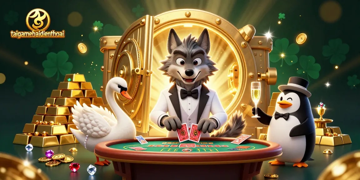 Engage in excitement with taigamebaidienthoai featuring a dynamic 3D casino scene full of treasures.