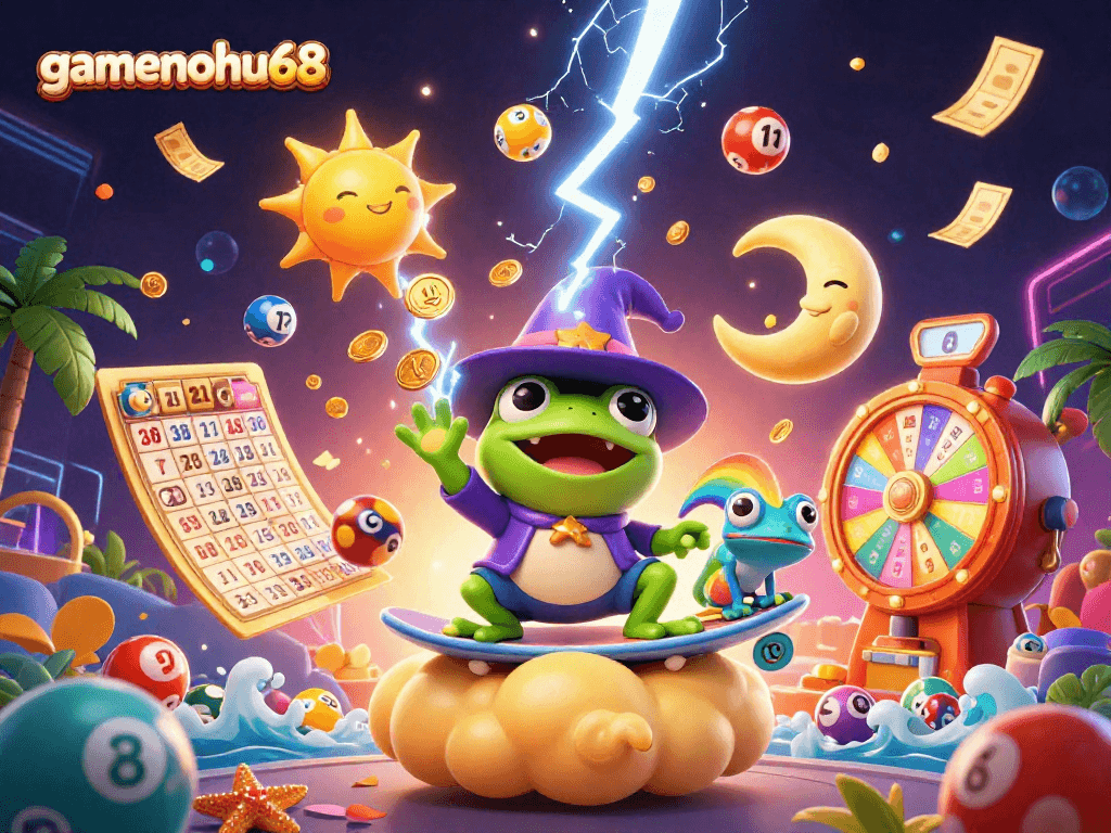 Experience exciting gameplay with gamenohu68 as a wizard frog creates golden coin storms.