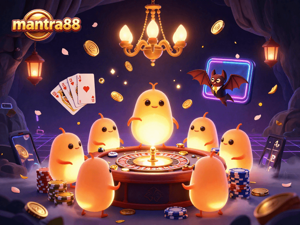 Experience winning moments at mantra88, illuminated by glowworms in an enchanting casino scene.