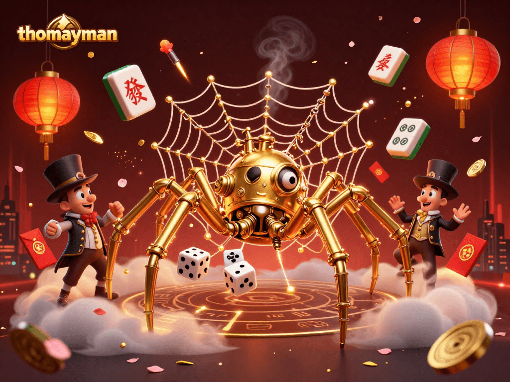 Experience thrilling wins with thomayman in this vibrant 3D casino illustration full of excitement.