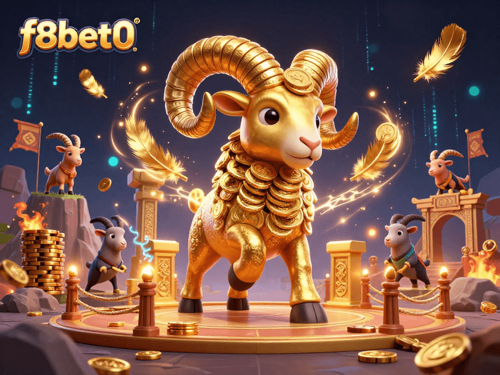 Experience the thrill of f8bet0 through dynamic casino action with a golden ram charging at the jackpot!
