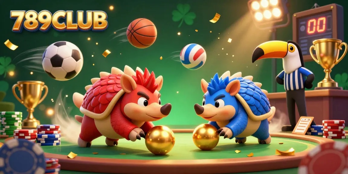 Experience thrilling gameplay at 789CLUB as pangolins roll through poker chips in 3D casino action.