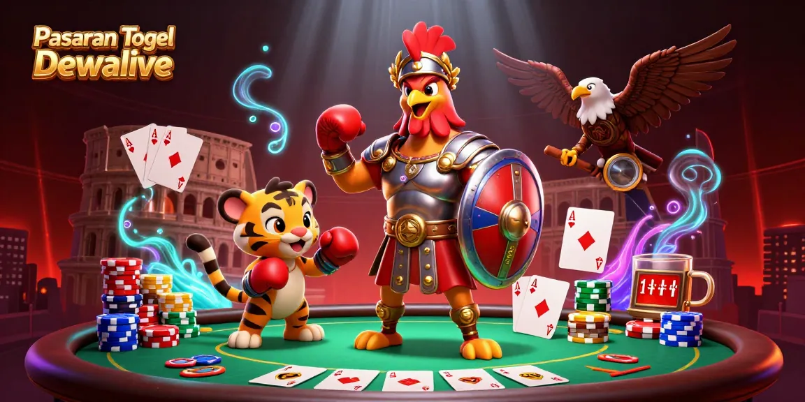 Experience thrilling gaming on Pasaran Togel Dewalive, showcasing vibrant gambling elements in a dynamic illustration.
