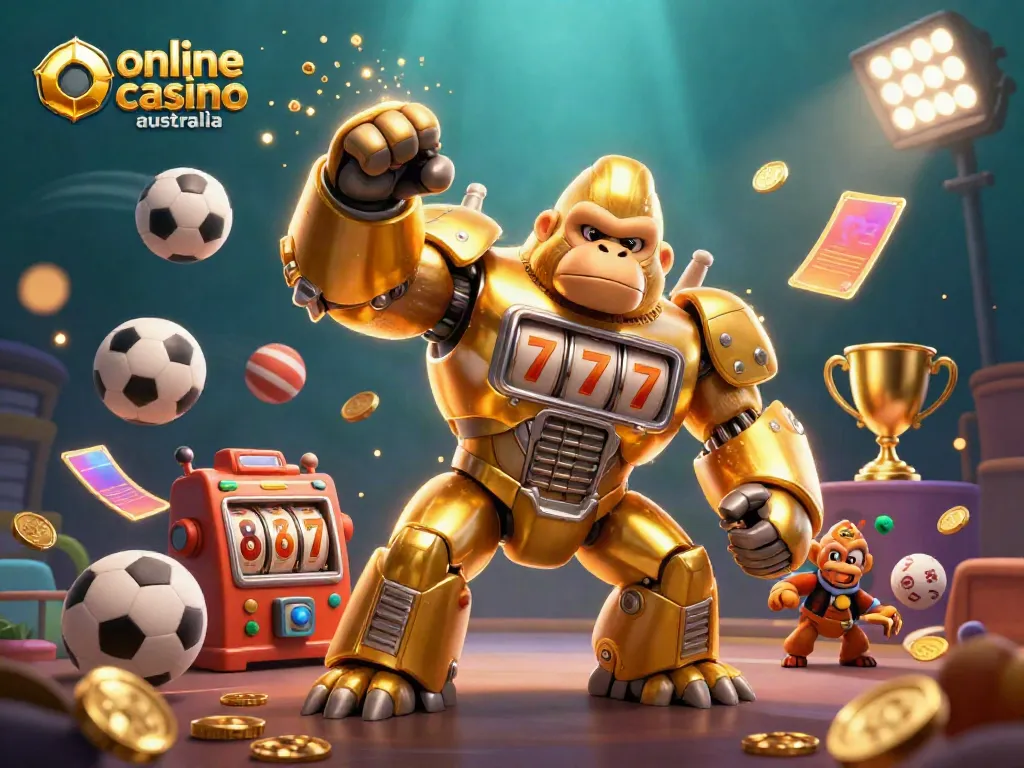 Experience the thrill of online casino Australia with an explosive 3D scene featuring gaming elements.