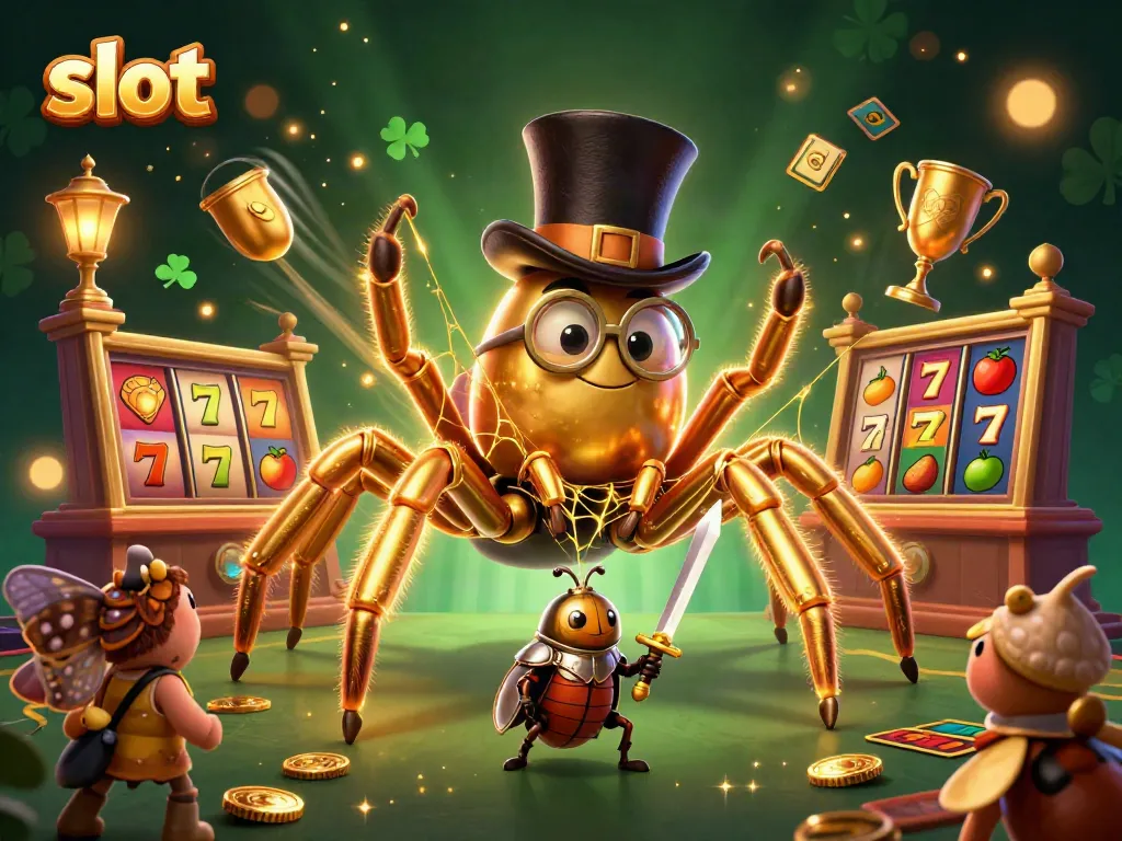 Spin the reels with golden slot themes in this vibrant casino illustration.