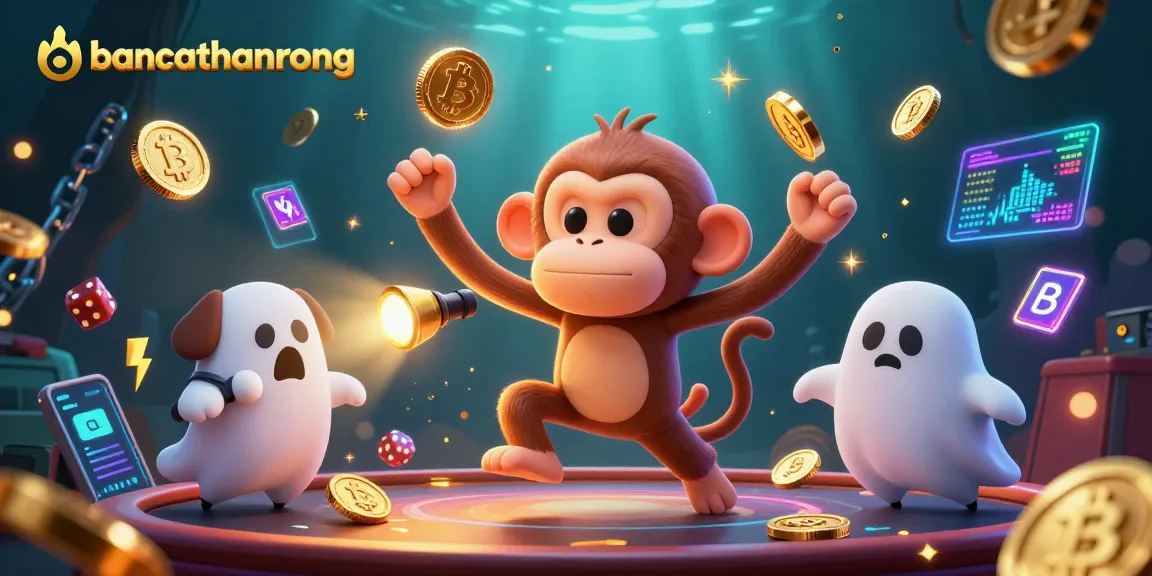 bancathanrong showcases a playful poltergeist monkey juggling golden coins in a haunted casino scene