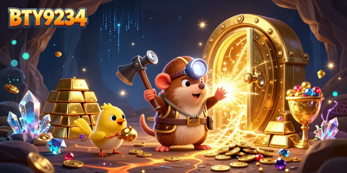 BTY9234 gamblers strike gold in a treasure-filled casino cave, showcasing winning treasures.