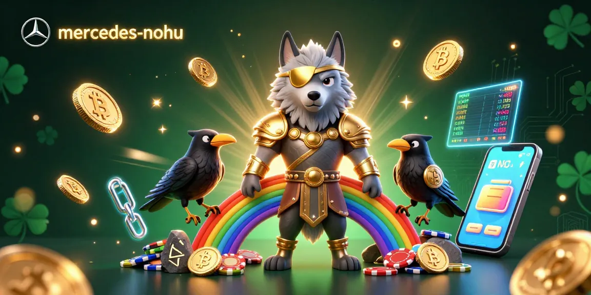 Experience excitement with mercedes-nohu's immersive casino scene featuring Odin and ravens amidst glowing elements.