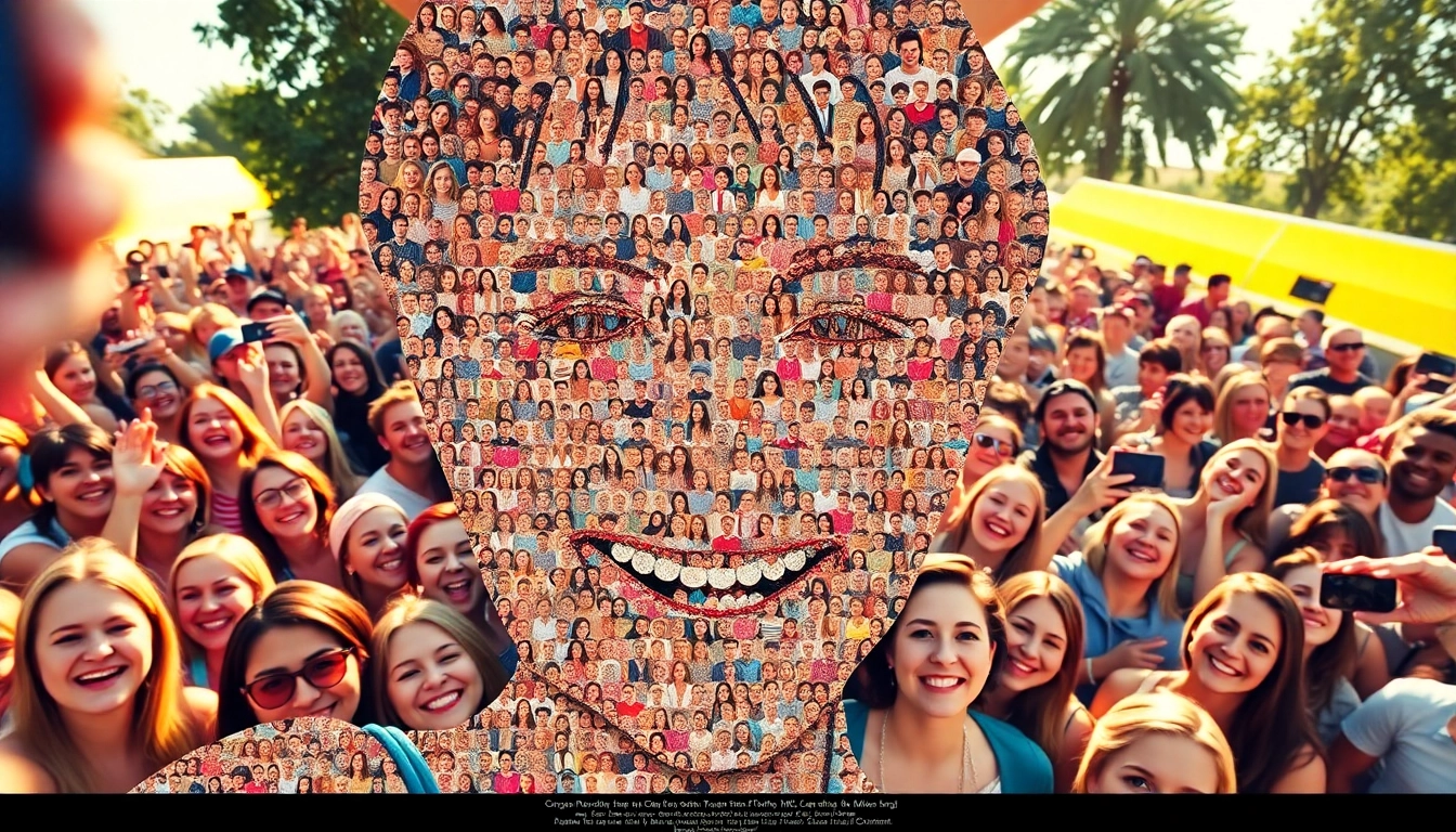 Engaging selfie mosaic created with vibrant individual selfies reflecting joy and connection.