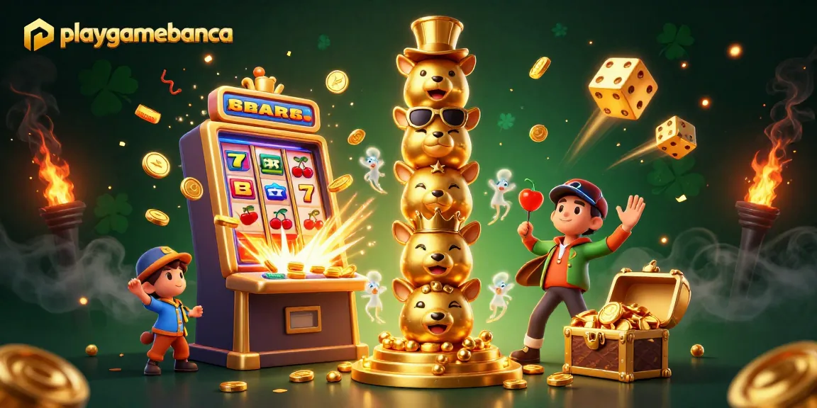 Engage with gaming at playgamebanca featuring a vibrant slot machine and winning characters.