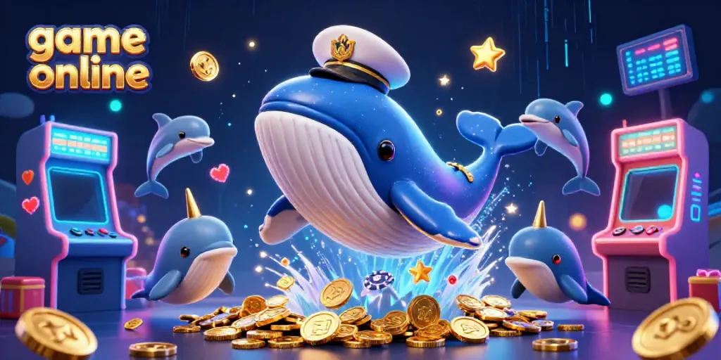 Play thrilling game online adventures with a captain whale and friends in a vibrant casino scene.