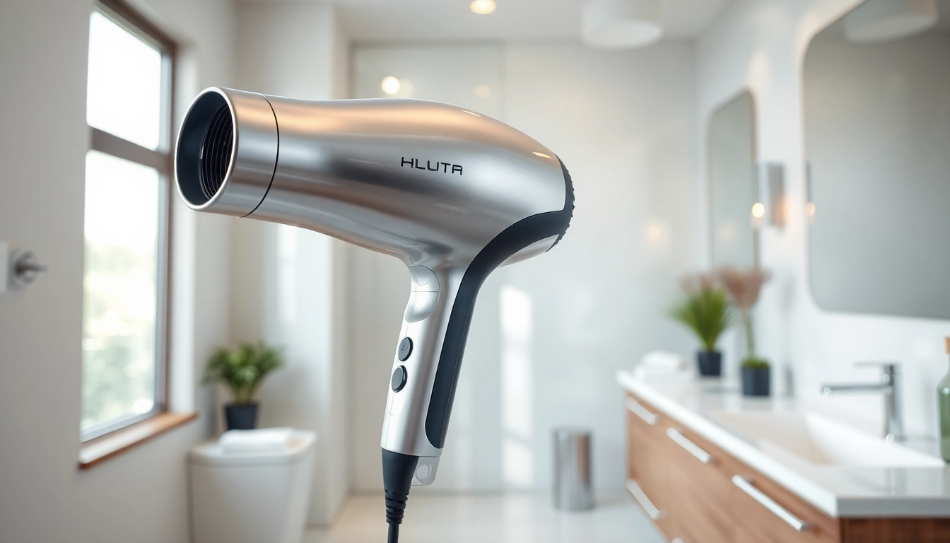 Showcase of innovative products on Laifen website, highlighting high-speed hair dryer in modern setting.