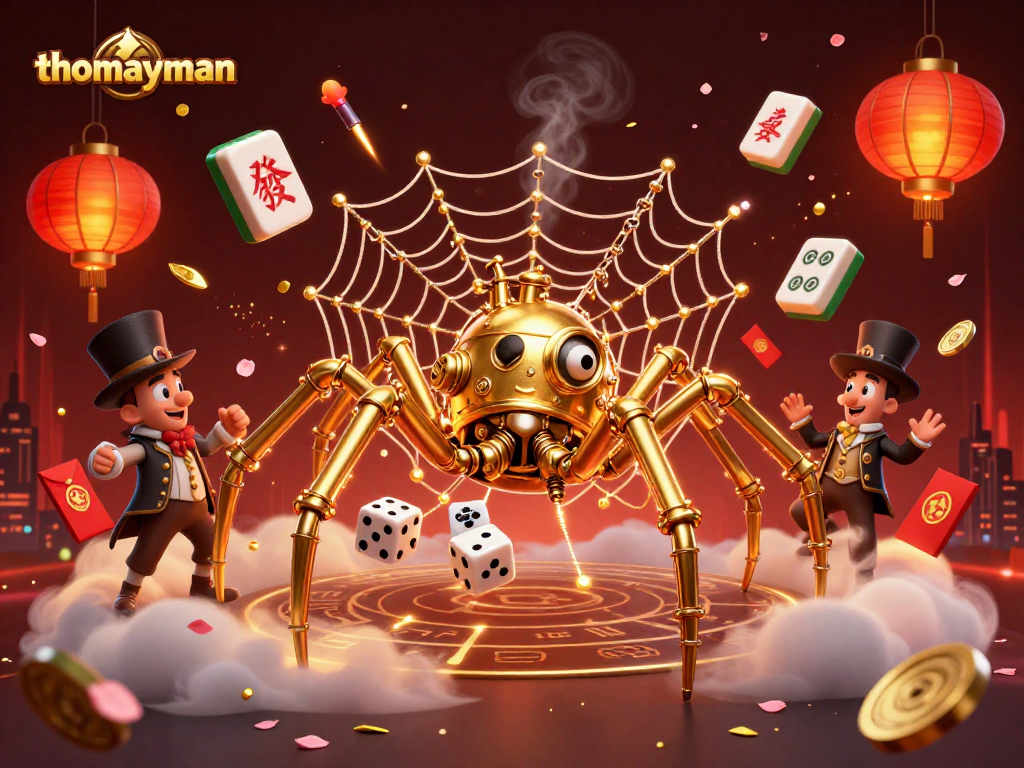 Experience thrilling wins with thomayman in this vibrant 3D casino illustration full of excitement.