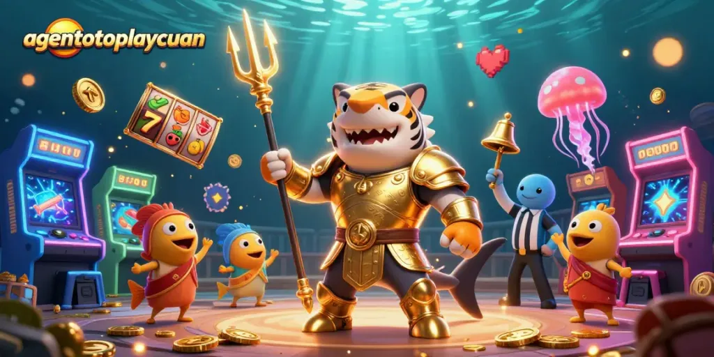 Engage with the thrilling world of agentotoplaycuan through this vibrant underwater casino scene.