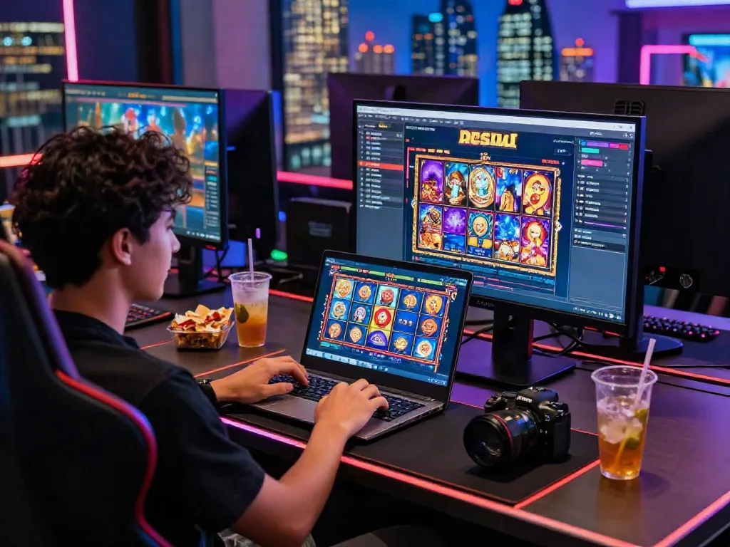 Engaging online casino gaming setup with slot resmi options displayed on laptop for users.