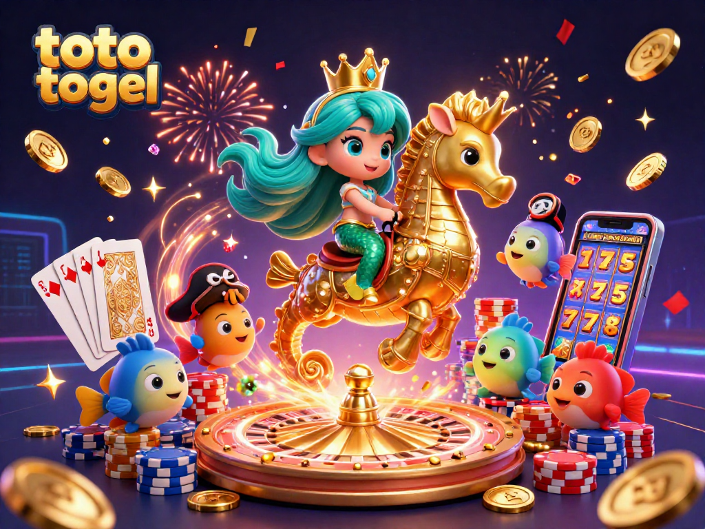Engage with the magical world of toto togel through a vibrant 3D illustration featuring captivating characters in a casino-themed adventure.