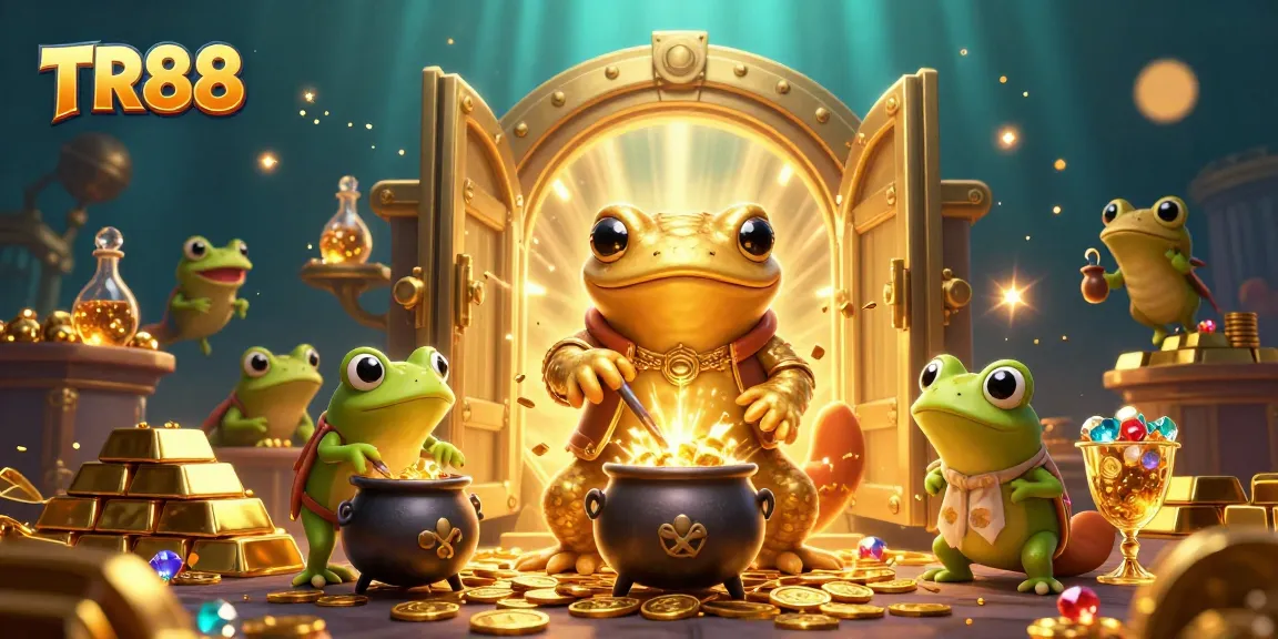 Experience the magic of TR88 with dynamic 3D casino characters and gold elements bursting around them
