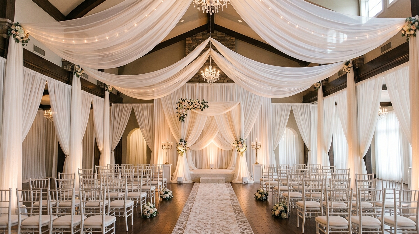 Pipe and drape rentals for stylish wedding decorations