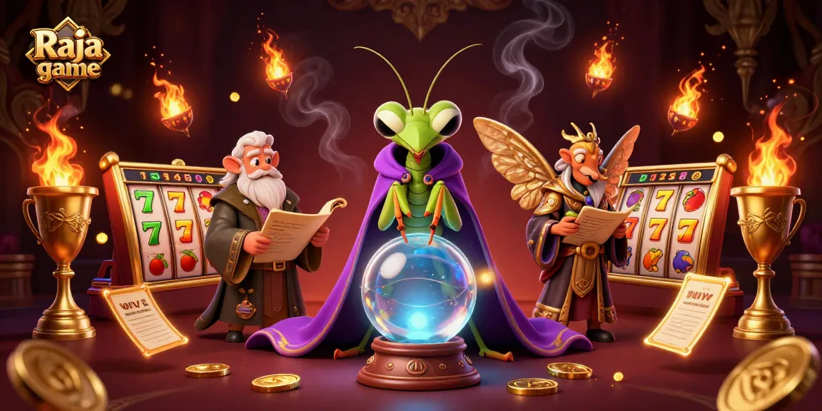Experience thrilling Raja game action with dynamic slot reels and mystical characters in vibrant detail.
