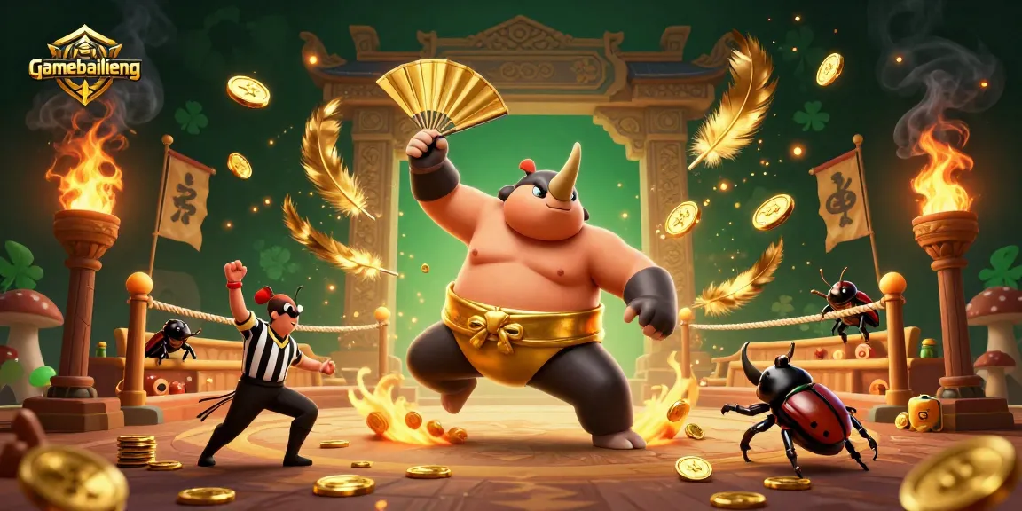 Join the gamebailieng action with dynamic characters and vibrant casino elements in this illustrated scene.