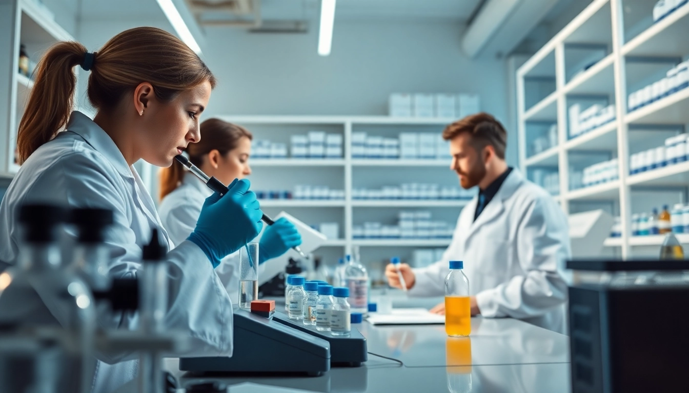 Innovative research on ipamorelin/tesamorelin blend in a professional laboratory setting.