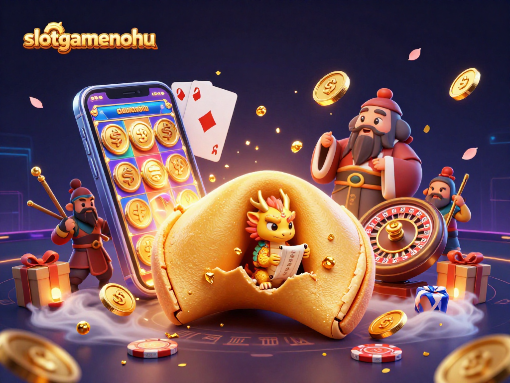 Experience thrilling wins at slotgamenohu with an enchanting 3D illustration of fortune and casino games.