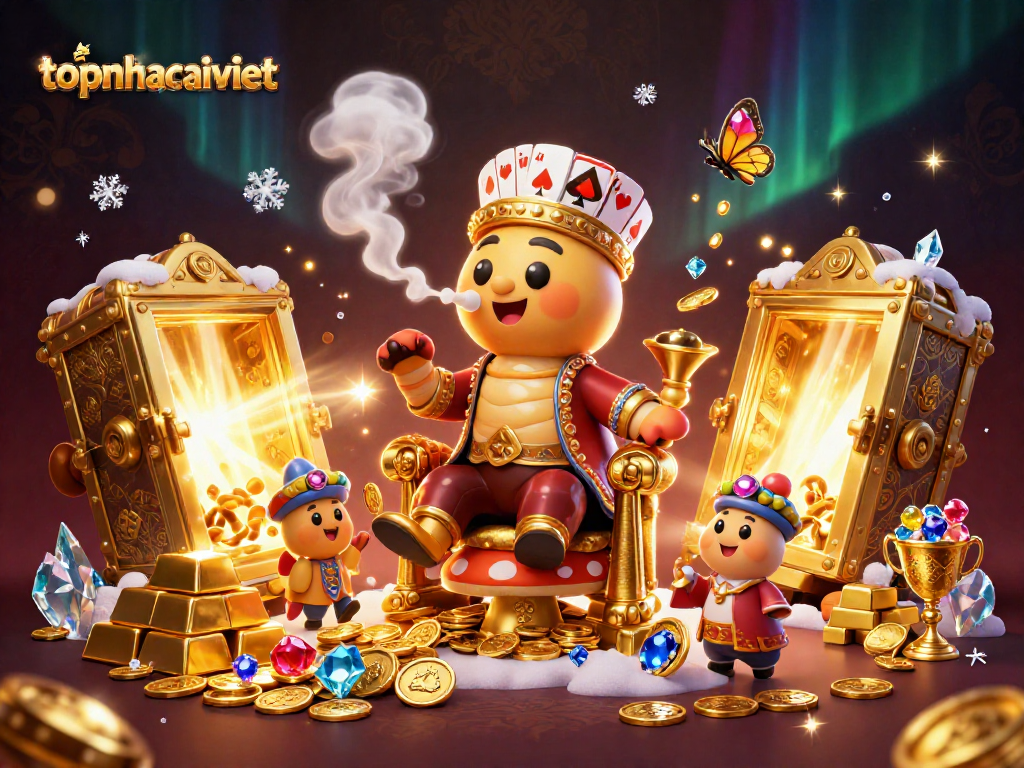 Experience topnhacaiviet with vibrant cartoons showcasing excitement and casino thrills in a 3D illustration.