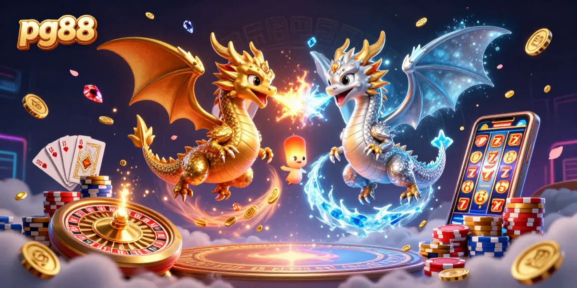 Experience thrilling gameplay at pg88 with dragon characters unleashing magic amidst casino elements.