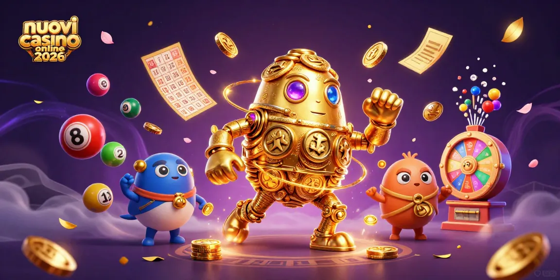 Ho fortuna con nuovi casino online 2026 e lotto vivace in un'illustrazione 3D vibrante e dettagliata.