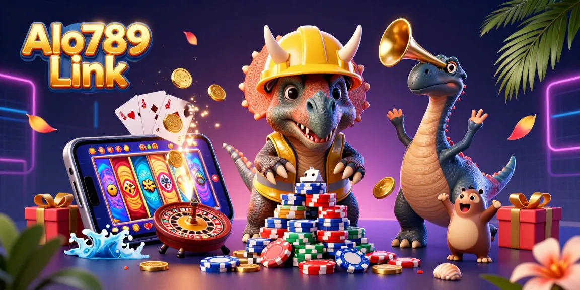 Engage with the thrilling world of Alo789 Link where a triceratops builds poker chip pyramids in 3D!