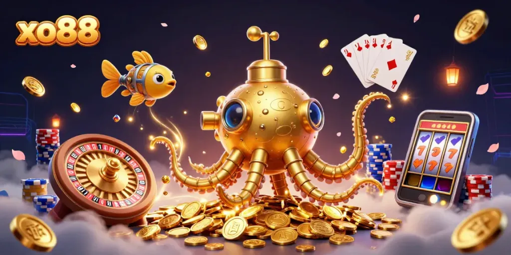 Experience thrilling gameplay at xo88 with a dynamic scene showcasing vibrant casino elements and exciting game options.