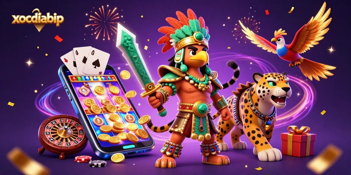 xocdiabip showcases colorful slot gaming adventure with Aztec warriors and festive casino elements