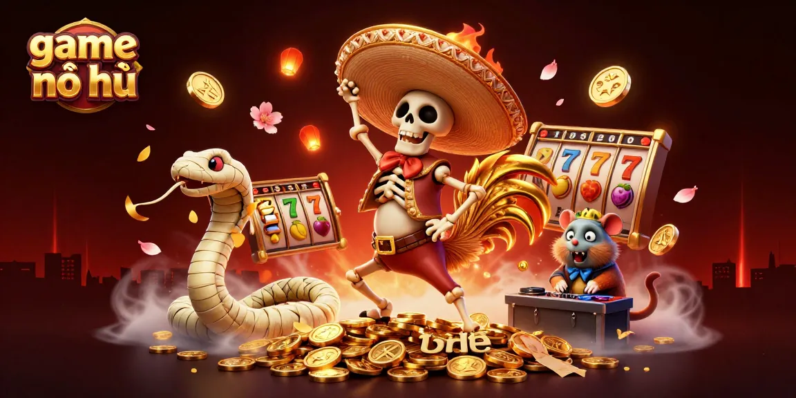 Experience thrilling gameplay with game nổ hũ, featuring dynamic characters and vibrant casino symbols.