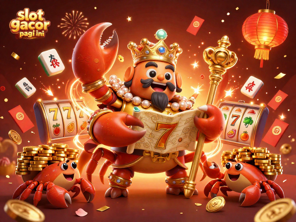 Experience thrilling gameplay with slot gacor pagi ini featuring the majestic crab emperor in a vibrant casino scene.