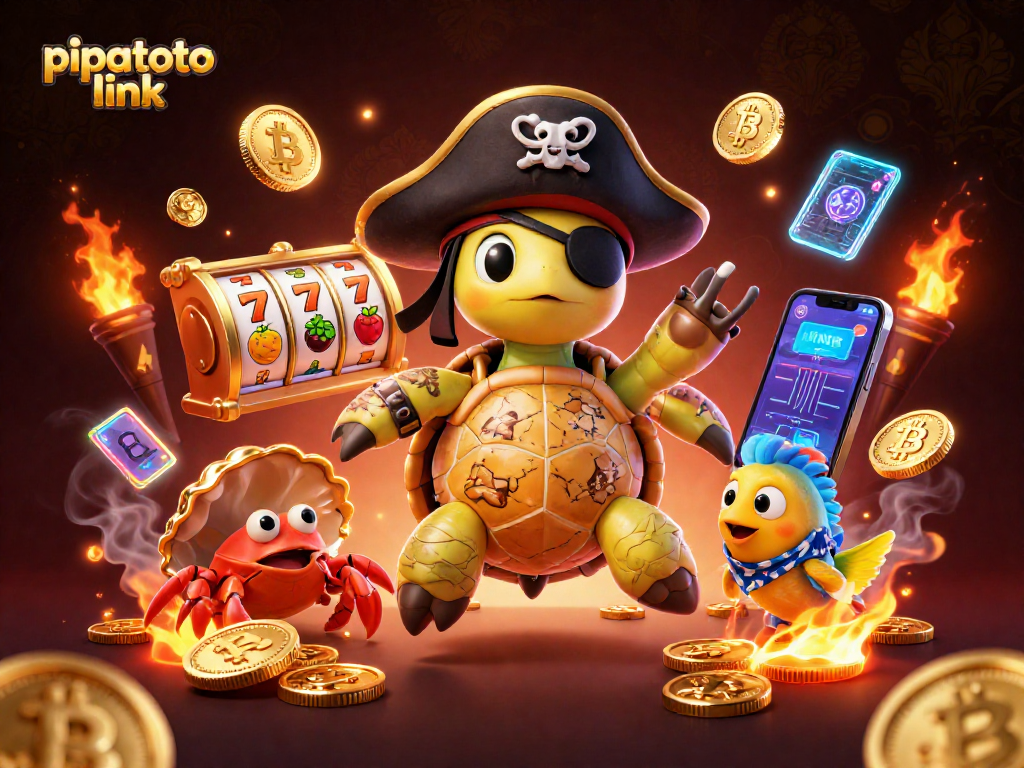 Engage with pipatoto link as pirate characters uncover treasures in a vibrant casino-themed scene.