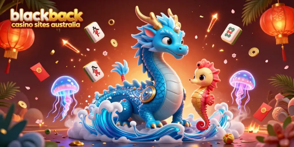 Engage with top blackjack casino sites Australia through an enchanting underwater adventure illustration.