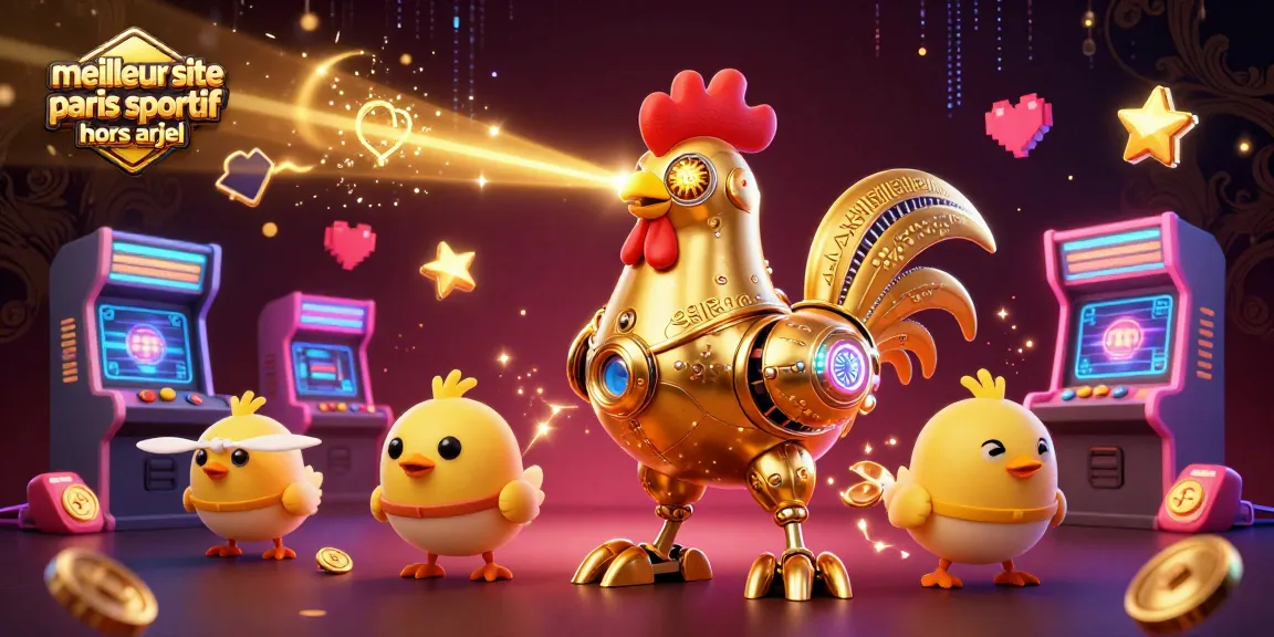 Visualisez le meilleur site paris sportif hors arjel avec un rooster robot futuriste en action