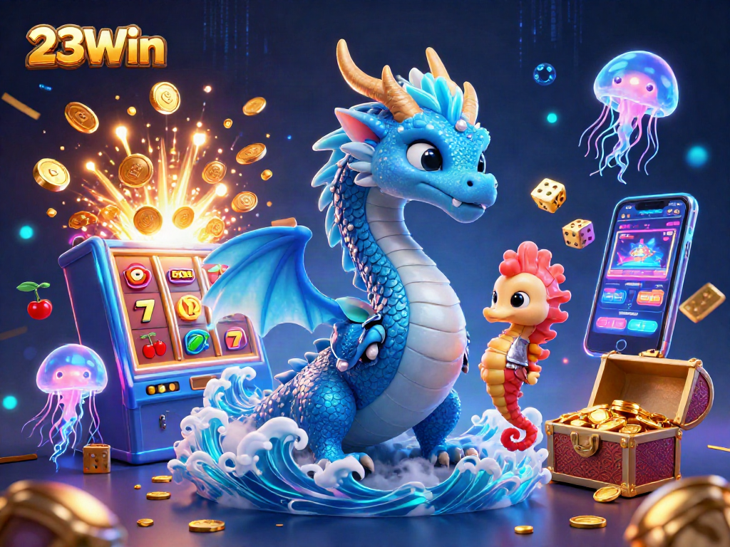 Experience exhilarating wins with 23Win's vibrant casino scene featuring mythical characters and jackpot excitement.