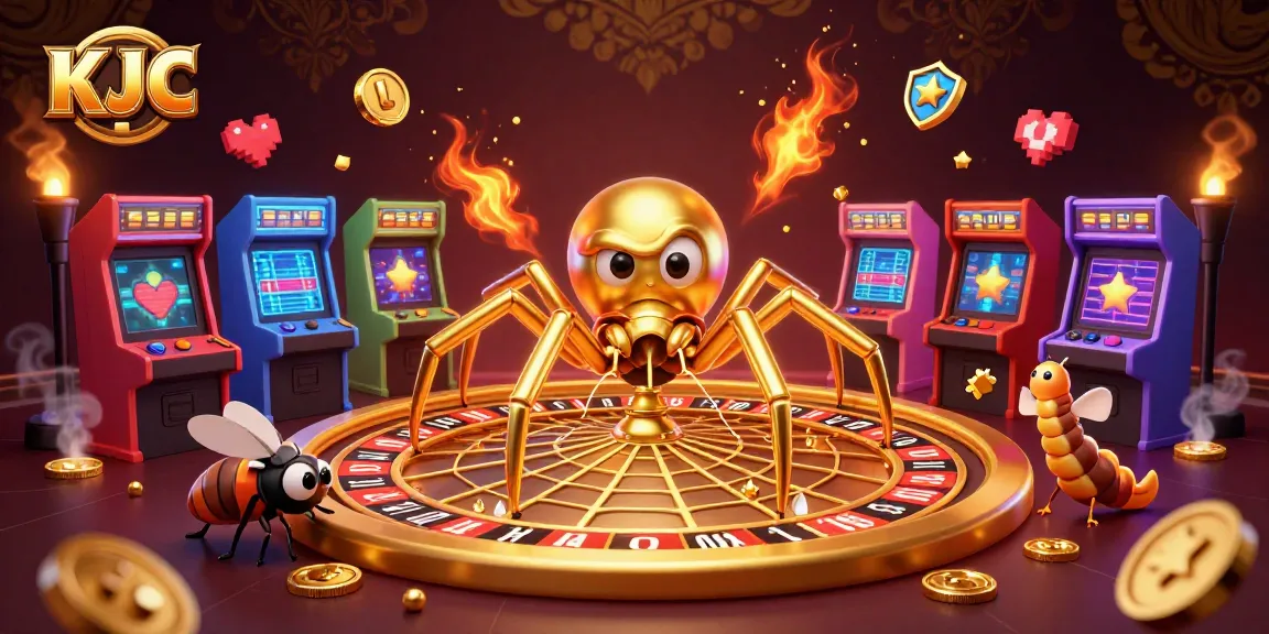Experience thrilling bets at KJC with a golden spider weaving a roulette web and dynamic game elements.