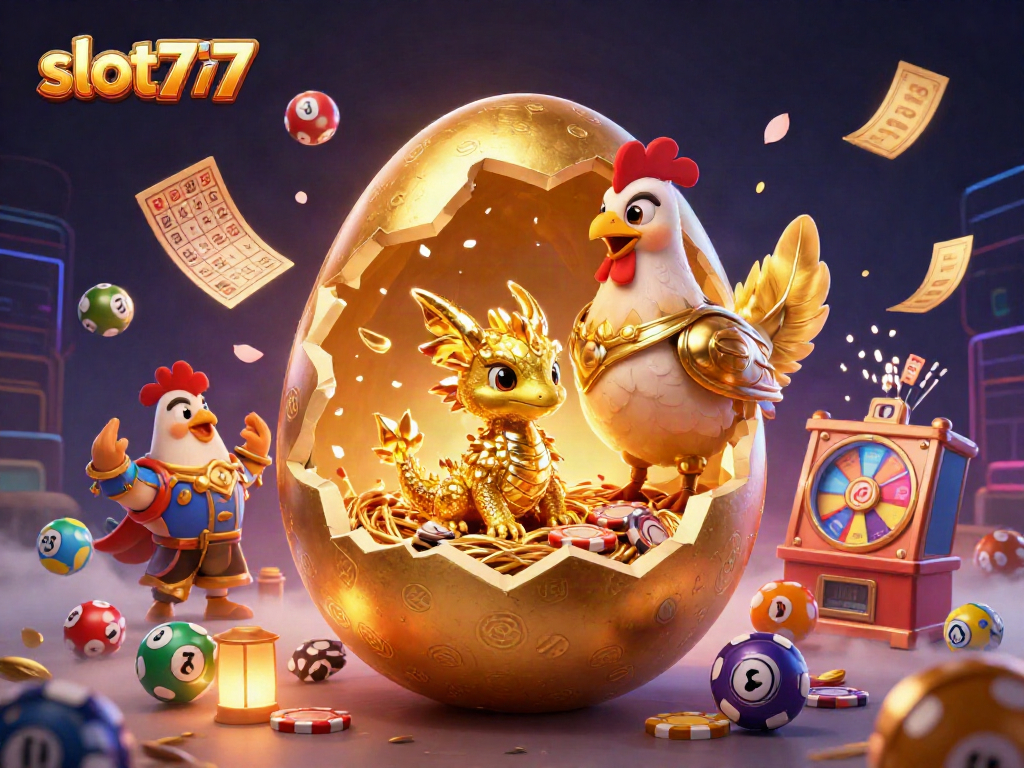 Bermain slot777 dengan naga emas dan chip poker di tengah keceriaan perjudian.