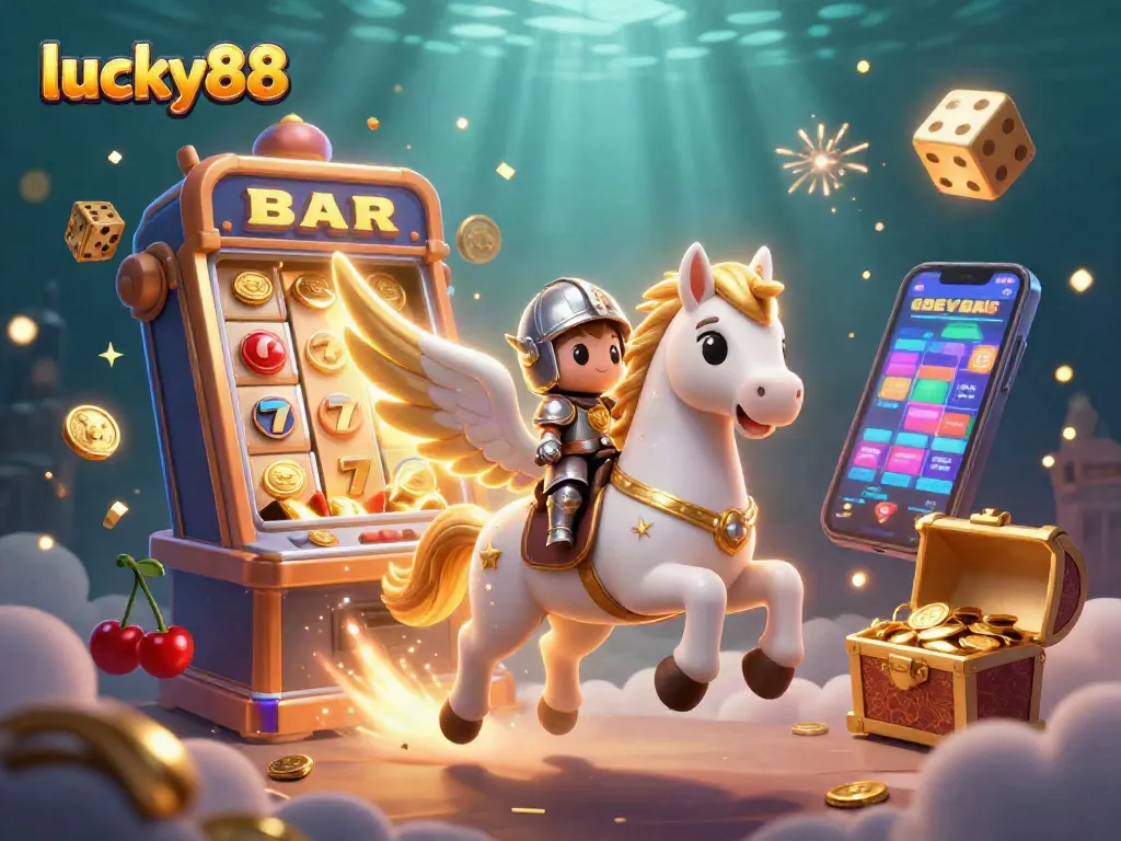 Experience lucky88's thrilling jackpot wins with iconic symbols and exciting game elements in a vibrant 3D scene.