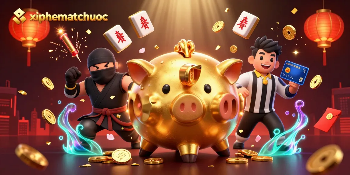 Engage with xiphematchuoc through a dynamic showdown featuring an enormous golden piggy bank and strategic opponents.