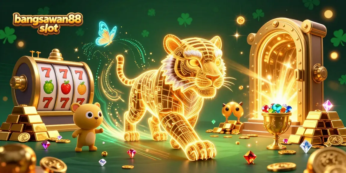 Experience the bangsawan88 slot in a vivid digital casino scene filled with gold, gems, and neon energy.
