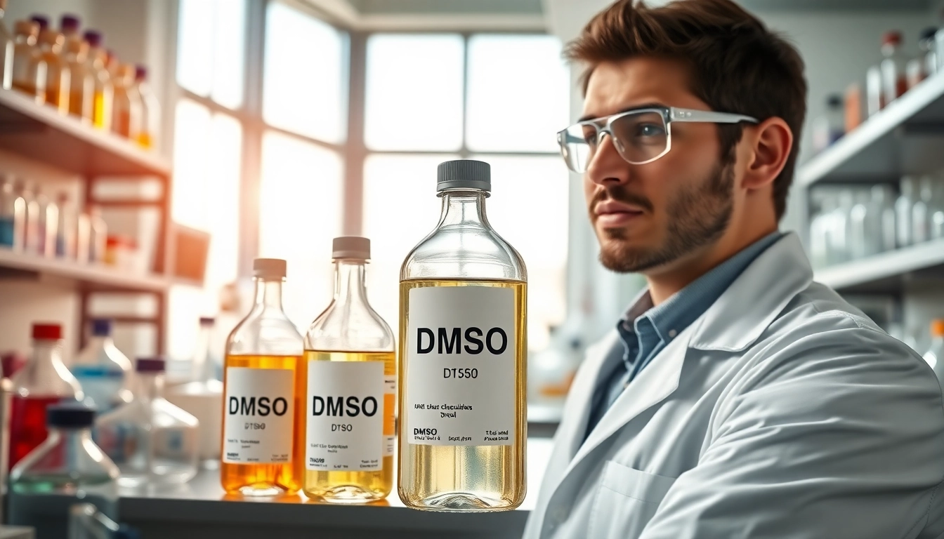 Effortlessly streamline your dmso order process with premium DMSO solutions showcased in a professional lab.