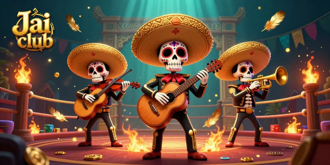Engage in the Jai club gaming experience with vibrant mariachis, dynamic casino elements, and colorful visuals.
