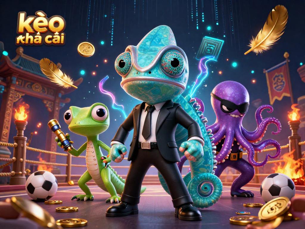 Engage with kèo nhà cái in an exhilarating sports betting scene with vibrant characters and dynamic game elements.