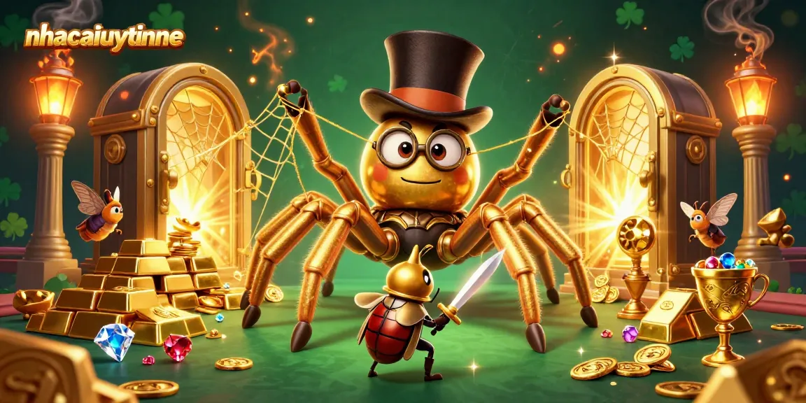Engage in thrilling gambling with a vibrant scene showcasing nhacaiuytinne and its golden treasures.