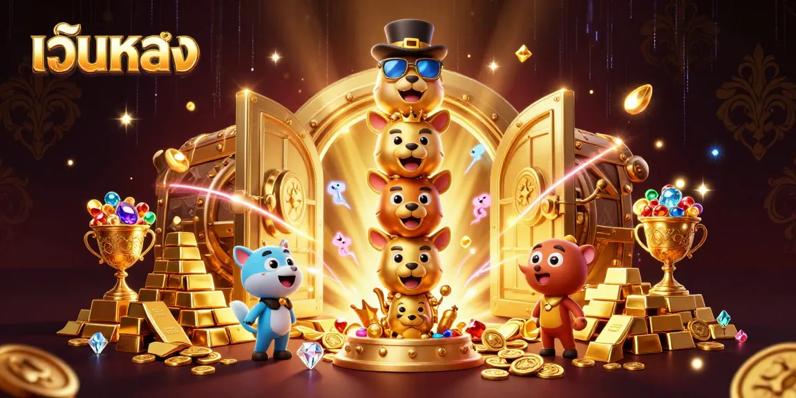 Experience the thrill of เว็บตรง gaming with animated casino characters in a vibrant scene.