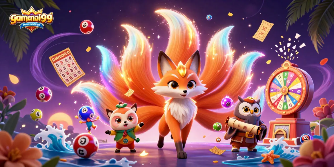Engage with gamenohuuytin99's vibrant lottery scene featuring a fox spirit and wise owl.